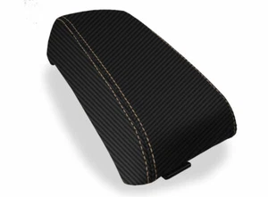 Fits 2003-2006 Subaru Baja Carbon Fiber Console Lid Armrest Cover Beige Stitch - Picture 1 of 7