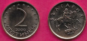 BULGARIA 2 STOTINKI 2000 UNC MADARA JINETE MIRANDO A LA DERECHA CON EL NOMBRE DEL PAÍS - Imagen 1 de 1
