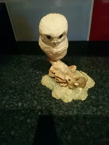 Vintage border fine arts snowy owl chick and mouse figurine. Ayres 1983. - Picture 1 of 7