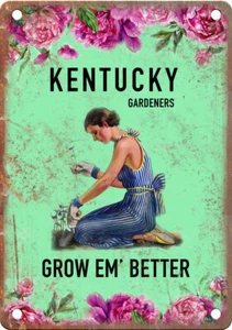 Kentucky Gardeners Grow Em' Better 12" x 9" Retro Vintage Look Metal Sign - Picture 1 of 1