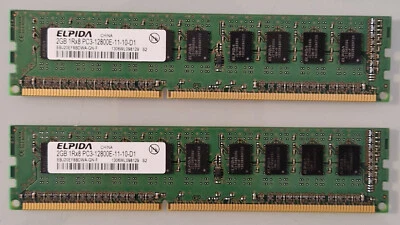 Elpida 4GB DDR3 1600MHz UDIMM ECC 1RX8 CL11 1.50V RAM Server Memory Modules - Image 1 of 4