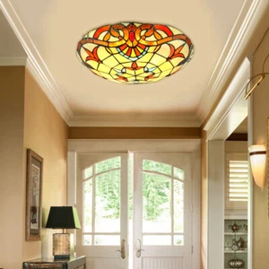 12inch Tiffany Style Lamp Hanging Flush Mounts Pendant Light Stained Glass Lamp - Picture 1 of 18