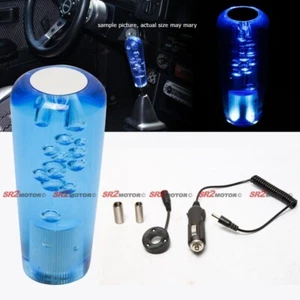 LED Light Blue Stick Shift Knob 4" In Crystal Transparent Bubble Gear Shifter - Bild 1 von 2