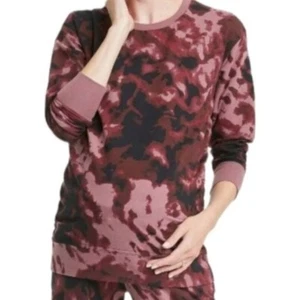 Isabel Maternity Womens Burgundy Camo Crew Neck Sweatshirt Size S Ruched Sides - Picture 1 of 7