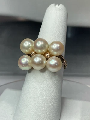 10k yellow gold pearl ring - Image 1 of 4