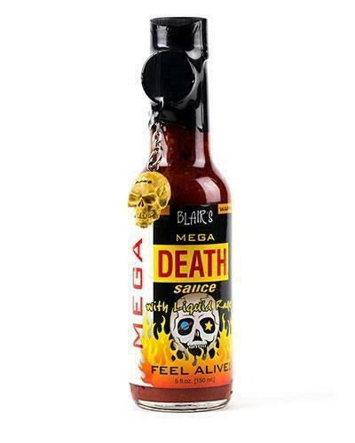BLAIR'S Mega Death Hot Sauce With Liquid Fury and Skull Key Chain 5 Ounce