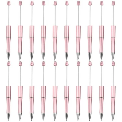 Beadable Pens, 20 Pack Black Ink Plastic Bead Pen DIY Ballpoint Pens, Pink - Image 1 of 4