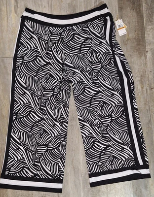 Pantalones Michael Kors Blanco y Negro Para Mujer 3XL Ligeros Elastizados Cremallera Lateral Foto 1 de 4