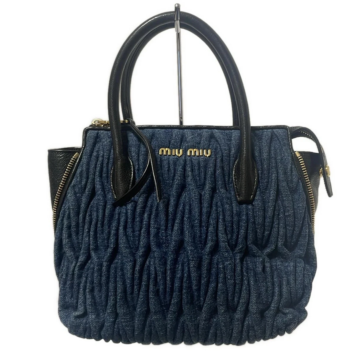 バッグ Archive miu miu leather hand bag blue Blue Leather Exterior Miu Miu Bags & Handbags for Women for sale