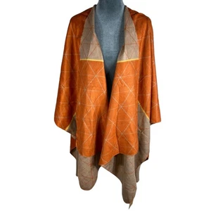 Boho Schal Poncho 48" rost orange hellbraun gelb Lagenlook Viskose Herbst Herbst NEU! - Bild 1 von 8