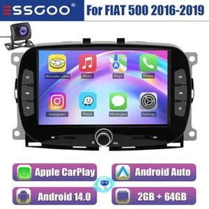 For 2016-2019 FIAT 500 GPS Player Android 14 Carplay Car Radio Stereo WIFI AHD - Picture 1 of 13