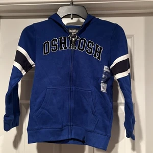 New- OshKosh B'Gosh Boy's Size 8 Heather Blue Full Zip Up Hoodie W/ Pockets - Picture 1 of 6