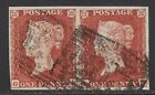 1853 Penny Red (Pair) Spec B2  Plate 161 (GG-GH)   Fine Used  4 Margin