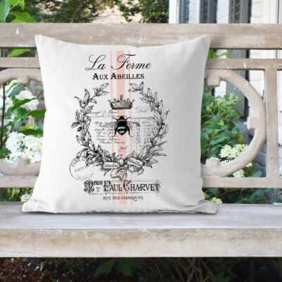 French Country, Pillow Cover, Pink Bee, Handmade, Easter, Mother's Day - Image 1 of 3