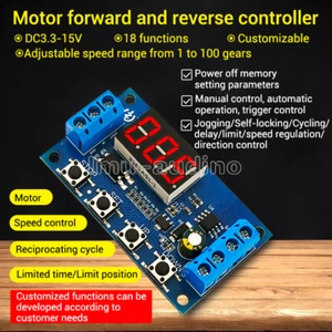 DC 3.3-15V Brush Motor Forward Reverse Controller Auto Cycle Timing Delay Module - Bild 1 von 5