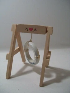 Wood Doll Beach Raft Holder Christian Themed Inscribed Noah 5.25" Height  - Picture 1 of 12