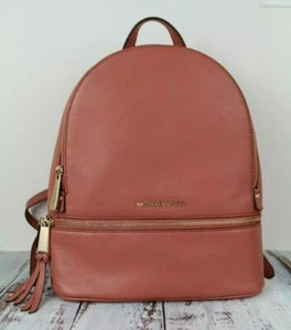 NWT MICHAEL KORS Sunset Peach Rhea Medium Leather Backpack - New$298 - Picture 1 of 8