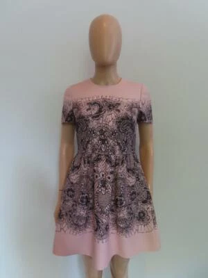 NWOT Valentino Pink A-Line Black Floral Print Dress Size 38/US 2 - Image 1 of 4