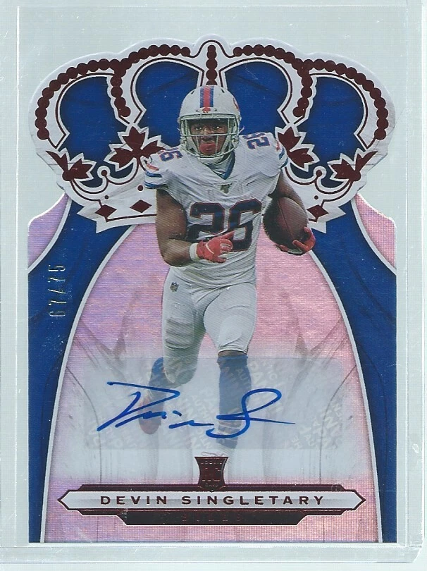 DEVIN SINGLETARY 2019 CHRONICLES CROWN ROYALE DIE CUT AUTO RED RC #D 67/75 - Image 1 of 1