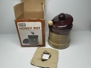 Vintage Keramik Honigtopf Krug mit Deckel und Rührwerkzeug Kochwerkzeuge mit Box - Bild 1 von 9