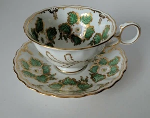 George Jones & Sons Crescent Tea Cup & Saucer Gold & Green *Read* - Picture 1 of 9