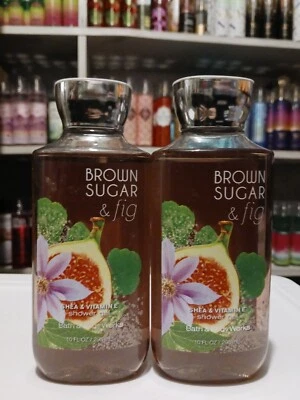BATH AND BODY WORKS BROWN SUGAR AND FIG SHEA VITAMIN E SHOWER GEL LOT 2 NEW RARE - Image 1 of 4