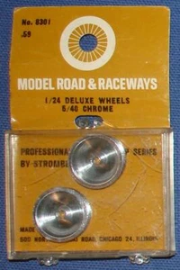 STROMBECKER 1/24 SCALE SLOT CAR ROAD RACING SPARE PARTS DELUXE CHROME WHEELS - Bild 1 von 1