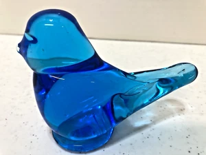 Artist Ron Ray Vintage Cobalt Blue Art Glass Bluebird of Happiness Paperweight - Picture 1 of 8