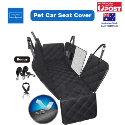 Dog Car Seat Cover Waterproof Non-Slip Backing with Safety Straps and Storage - Image 1 of 4