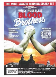 OPERA HOUSE WINTER GARDENS BLACKPOOL BLOOD BROTHERS FLYER 2002 - Picture 1 of 2