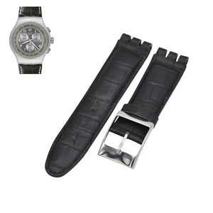 Correa de reloj de cuero negro de 23 mm para Swatch XL Irony The Chrono YOS424 - Imagen 1 de 7