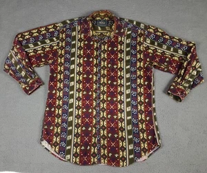Vintage Woolrich Mens Sz L Aztec Southwest Chamois Cotton Flannel Shirt USA Made - Picture 1 of 9