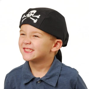 Pirate Skull & Crossbones Head Scarf Halloween Costume Hat, For Child, Black ... - Picture 1 of 1
