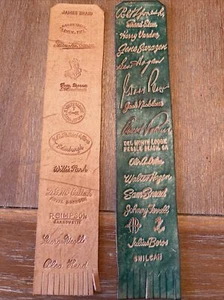 VINTAGE LEATHER EMBOSSED BOOKMARKS US & BRITAIN GOLF LEGENDS HOGAN SNEAD - Picture 1 of 7