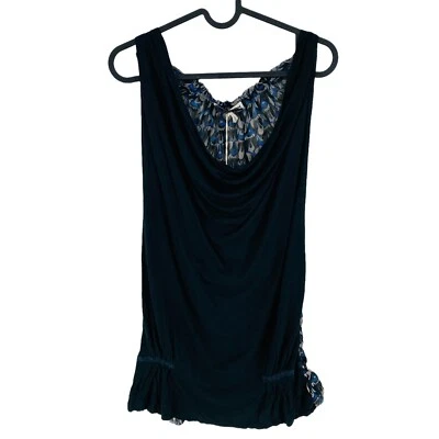 Camiseta sin mangas RELIGION negra mezcla de seda sin mangas capucha cuello talla 1/S Foto 1 de 4