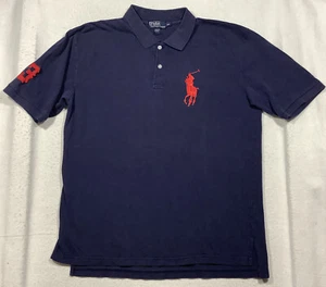 Polo Ralph Lauren Rugby Shirt Men's 2XL Blue Big Pony Red Logo - Picture 1 of 9
