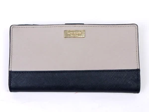 KATE SPADE NEW YORK TWO TONE GRAY BLACK LONG WALLET CARD HOLDER 6-7/8" x 3-3/4" - Picture 1 of 8