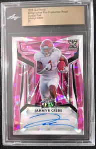 2023 Leaf Metal Jahmyr Gibbs Pink Crystal PPP 1/1 Refractor Auto Rookie LIONS