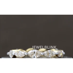 1.30 Carat Marquise Cut Lab Grown Diamond Engagement & Wedding Band in 14K Gold - Picture 1 of 16