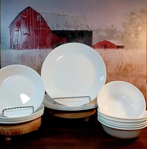 18 Pc Set Corelle Frost White Dinner & Bread Plates Cereal Bowls 6 Each Exc Cond - Picture 1 of 5