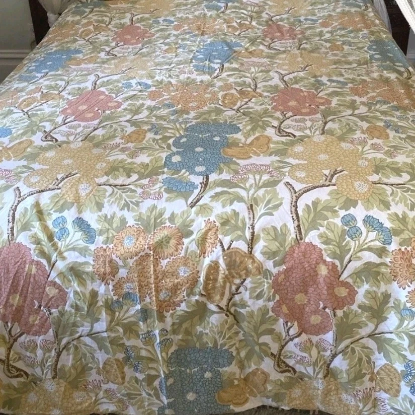 Funda nórdica boho floral mariposa verde melocotón crema POTTERY BARN KING MUM GARDEN Foto 1 de 4