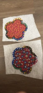 quilted floral fabric panels pack of 2 handmade - Picture 1 of 4