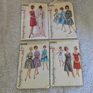 Vintage Simplicity Kleid Muster Paket 4 Teile 60er Jahre Größe 12 Brustweite 32 - Bild 1 von 3