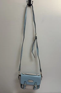 Lalo Novo Blue Beige Crossbody Satchel Purse Faux Leather Small Camera Bag - Picture 1 of 7