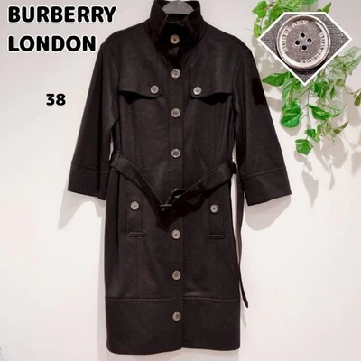 BURBERRY LONDON Trench Style Dress Coat 2Way Cotton Blend Black Size 38/S Auth - Image 1 of 4