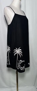 Vestido Calypso St. Barth Cambio Mini Pequeño Espagueti Lino Bordado Negro - Imagen 1 de 14