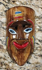 Tribal 6.25" Hand Carved Wood Mask Vintage Spiritual Folk Art 60's MCM Decor - Picture 1 of 2