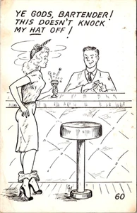 Ye Gods Bartender This Doesnt Knock my Hat Off Underwear Panties Ankle Postcard - Picture 1 of 2