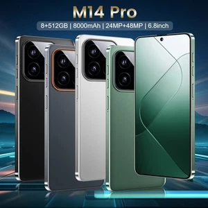 M14 Pro Smartphone 6,8'' HD Android Global entsperrt 8+512GB 24+48MP Dual SIM - Bild 1 von 21