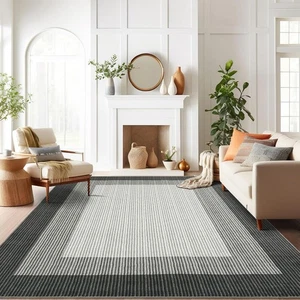 Machine Washable Rugs 5x7 Rugs for Bedroom Living Room, Modern Border Solid R... - Picture 1 of 9